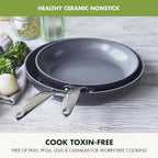 GreenPan Valencia Pro Hard Anodized Healthy Ceramic Nonstick 8" and 10" Frying Pan Skillet Set, PFAS-Free, Induction, Dishwasher Safe, Oven Safe, Gray