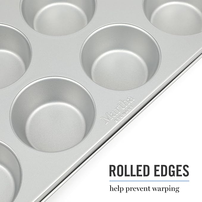 Martha Stewart Gallen 12 Cup Nonstick Carbon Steel Muffin/Cupcake Pan - Silver