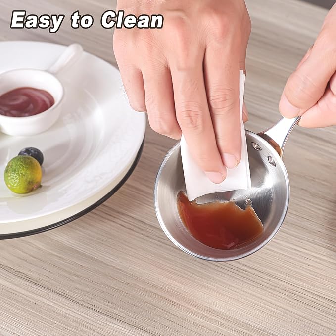 Mini Sauce Pan Butter Warmer Pot with Handle 18/10 Stainless Steel Small Pot for Melting Butter Heating Sauce Gravy & Oil (5oz/150ml) - Silver