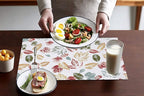 Ruvanti Placemats 100% Cotton 13x19 Inch, Dining Table Placemats Set of 6, Modern Place Mats for Dining Table Decor, Kitchen & Table Linens, Coffee Mat for Christmas Dinners - Stamped Leaves