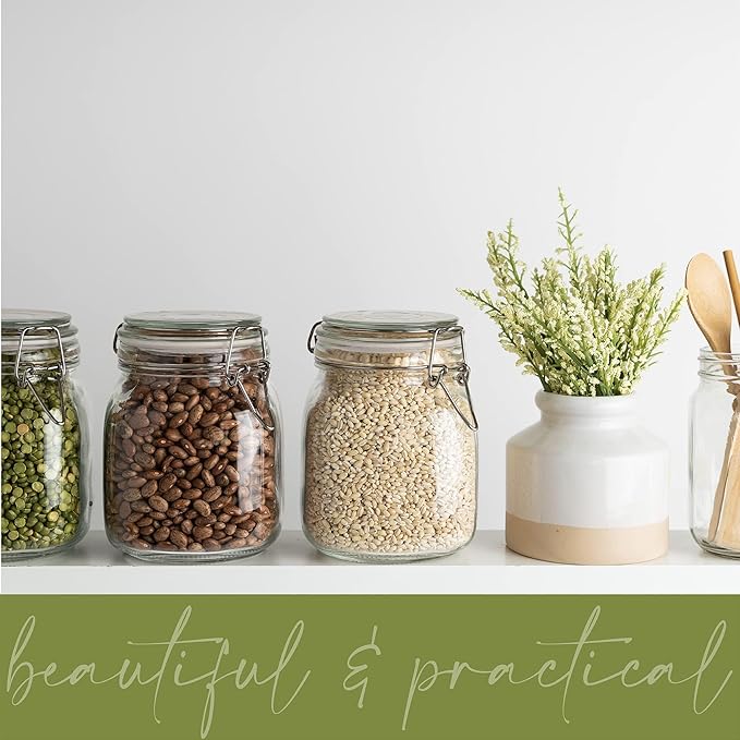 Galashield Glass Jars with Lids Food Storage Jars with Airtight Lids Leak Proof Glass Canisters Kitchen Jars [32 oz]