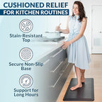 ComfiLife Anti Fatigue Floor Mat – 3/4 Inch Thick Kitchen Mats for Floor, Standing Desk Mat, Kitchen Rug – Comfort at Home, Office – Durable – Stain Resistant – Non-Slip Bottom (24" x 70", Black)