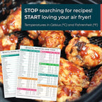 Cathy Yoder's Air Fryer Cheat Sheet Set, Air Fryer Accessories, AirFryer Cooking Guide Magnetic Cheat Sheet, AirFryer Cook Times Chart Magnet with Temperature, Internal Food Temp for 80+ Popular Foods