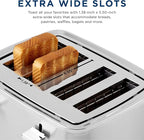 GE Stainless Steel 4 Slice Toaster | Extra Wide Slots for Bagels, Breads, Waffles & More | 7 Shade Options | Countertop Kitchen Essentials | 1500 watt