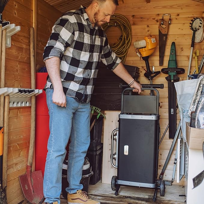 Razor Griddle GGC2030M 25 Inch Outdoor 2 Burner Portable LP Propane Gas Grill Griddle with Top Cover, Wheels, & Storage Shelf for BBQ Cooking, Black