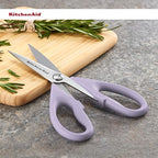 KitchenAid All Purpose Kitchen Shears with Protective Sheath Durable Stainless Steel Scissors, Dishwasher Safe, Soft Grip Comfort Handle, 8.72 Inch, Lavendar Cream