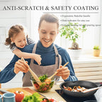 Vinchef Pots and Pans Set, 12pcs Nonstick Induction Kitchen Cookware Sets with Stay-Cool Handles, Frying Pans and Saute Pan with Lid, Silicone Cooking Utensil Sets and Pot Protectors, PFAS, PFOA Free