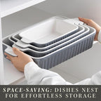 COOK WITH COLOR Casserole Dishes for Oven, Porcelain Baking Dishes, Ceramic Bakeware Sets of 4, Rectangular Pans Handles for Baking Cake Kitchen