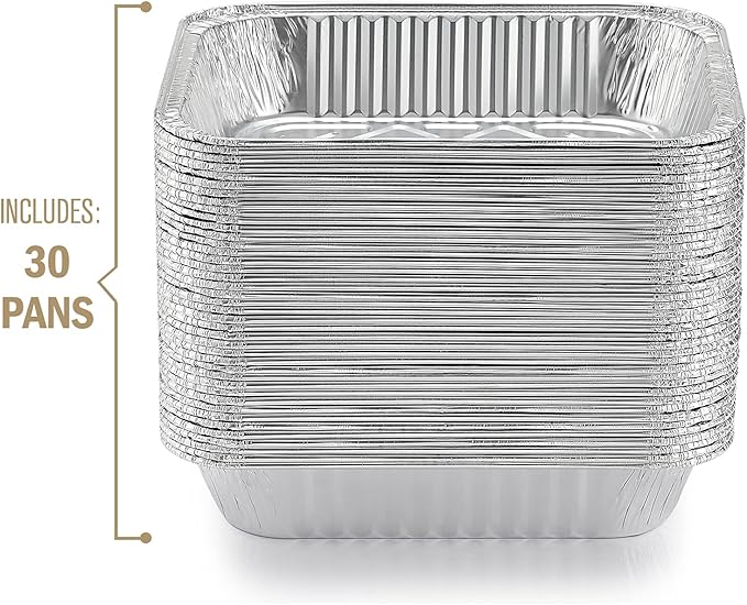 Silver Knight 9x13 Aluminum Pans Disposable Foil Pans (30-Pack), Half Size Deep Steam Table Pans Extra Thick for Baking, Cooking, Roasting, Heating …