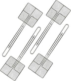Wire Mesh Strainer with Long Handle | 4-Pack | 6.5" Square Frying Spoon | Stainless Steel | Cooking Oil Strainer for Deep Fryer & Professional Restaurant Use | Commercial Grease Skimmer