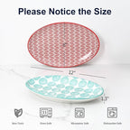 Selamica Serving Platters Ceramic, 12 Inch Serving Dishes for Party Entertaining, Oval Serving Plates for Sandwich, Appetizer, Fruit, Microwave Dishwasher Safe, Set of 4, Assorted Colors