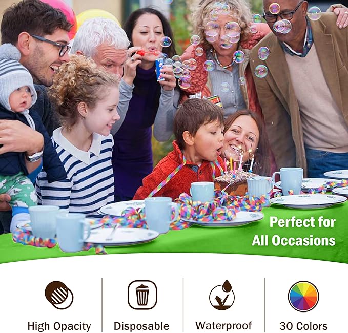 Exquisite 12-Pack Premium Plastic Tablecloth 54in. x 108in. Rectangle Table Cover - Lime Green