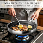 VONIKI Hybrid Tri-ply Stainless Steel Cookware Set, Pots And Pans Set Non Stick with Steamer Basket, Non Toxic Induction Cookware, Kitchen Cookware Sets PFOA & PTFE Free, Dishwasher and Oven Safe