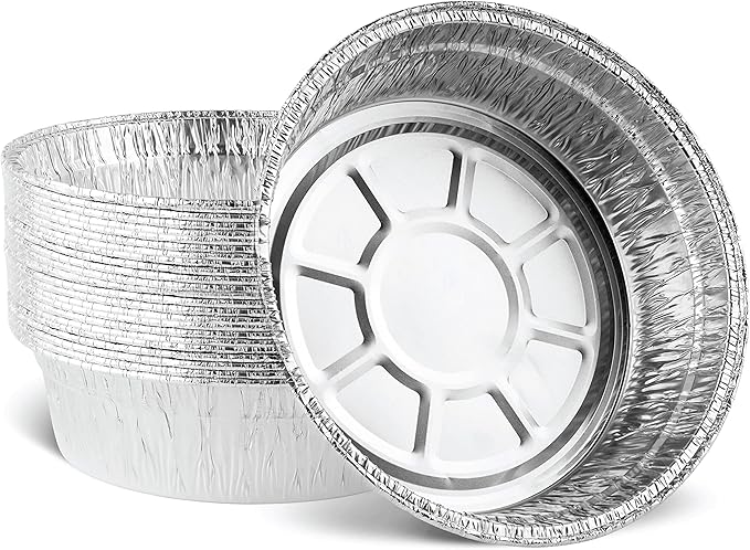 PLASTICPRO 9'' Inch Deep Round Tin Foil Pans Disposable Aluminum, Freezer & Oven Safe - For Baking, Cooking, Storage, Roasting, & Reheating, Pack of 20