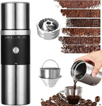 Portable Burr Coffee Grinder, Electric Rechargeable Adjustable Burr Mill Machine with Conical Ceramic, Suitable for Travel,Camping,Office, Espresso (Black)