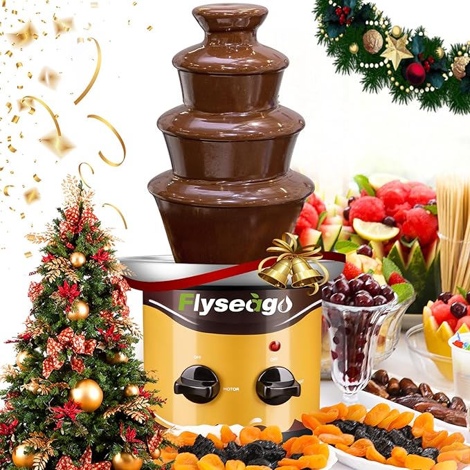 Chocolate Fountain Machine 4 Tiers Cheese Fountain Perfect for Nacho Cheese, Chocolate Sauce, Wedding, Party