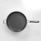 316L Stainless Steel 7QT Frying Pan Hex Nonstick Wok with Lid,Single Handle to Hold, PFOA Free, Dishwasher Oven Safe (7QT/Single Handle)