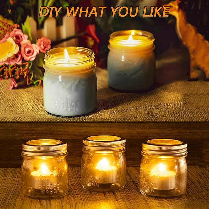 Mason Jars, 8 OZ, 12 Pack with Lids and Bands, Glass Canning Jars for Canning, Pickling, Preserving, Jam, Honey, Wedding Favors, Shower Favors (12 Pack) (Regular Mouth)