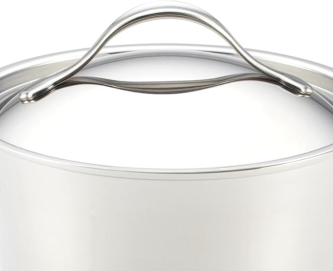 Anolon Nouvelle Stainless Steel Sauce Pan/Saucepan with Lid, 3.5 Quart, Silver