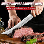 KEEMAKE BBQ Carving Knife Set - 10" Butcher Knife & 10" Honing Rod Slicing Knife Set for Meat Cutting Razor Sharp German Steel with Ergonomic Handle Full Tang Design Gift Box Included