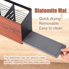 Utensil Holder Large Iron Flatware Container with 3 Compartments Countertop Wall-mounted Kitchen Utensil Storage (Black)