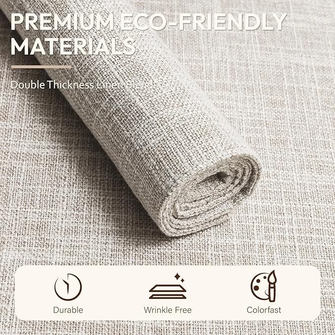 Blue Forest Placemats Set of 6, Dual-Layered Thickened Faux Linen Cloth Place Mats Heat Resistant Machine Washable Wrinkle Free Table Mats Indoor/Outdoor (Cream Beige)