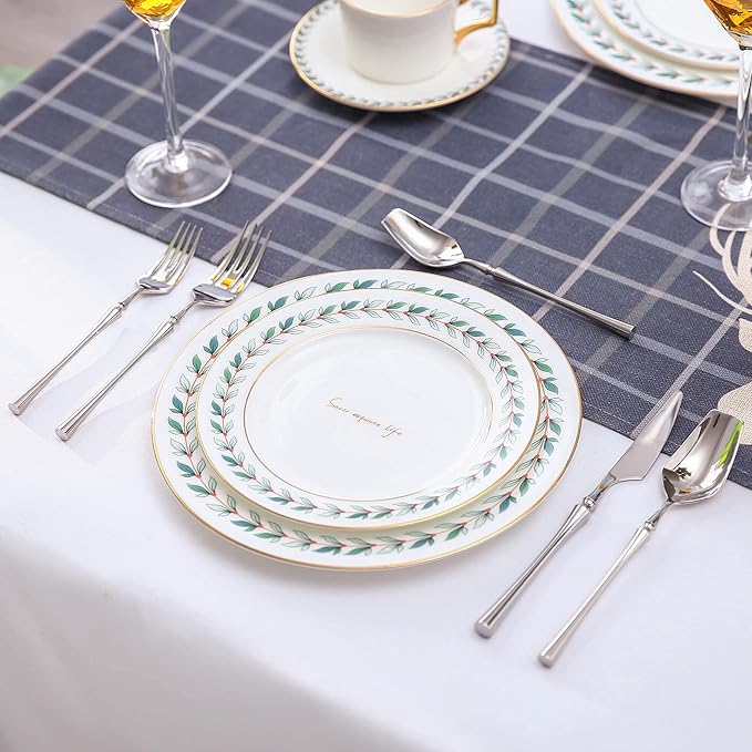 Lemeya 20-Piece Silverware Set for 4,Modern 18/10 Stainless Steel Flatware Set,Unique Rustic Cutlery Utensils Set,Spoon and Fork Set for Home, Restaurant,Wedding,Mirror Polished,Dishwasher Safe