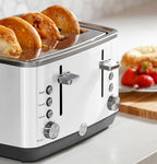 GE 4 Slice Toaster | Extra Wide Slots for Bagels, Breads, Waffles & More | 7 Shade Options | Countertop Kitchen Essentials | 1500 watt, White
