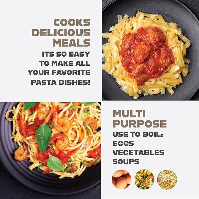 GOTHAM STEEL 5 Qt Ceramic Stock Pot Multipurpose Pasta Pot with Strainer Lid & Twist and Lock Handles, Nonstick Ceramic Pot for Soup, Spaghetti, Rice, Pots for Kitchen, Dishwasher Safe - Cream