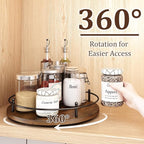 12" Lazy Susan Turntable Organizer,Round Wooden Lazy Susan Organization and Rotating Spice Rack for Dining Table,Pantry,Kitchen Countertop,Vanity,Cupboard and More.Vintage Wood(Round)