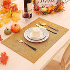 Homaxy Cloths Placemats for Dining Table Set of 6, Heat Resistant Washable Cotton Linen Blend Table Mats, Ideal for Kitchen Party Dining Decoration, 13" x 19", Amber