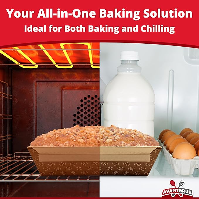 Chef-Grade Elegant 1Lb Paper Loaf Pans 50 Pk. Best Disposable Bakeable Kraft Pan Supply for Baking Bread, Small Meatloaf, Lemon Bundt Cake, Sweets for Holiday Gifts, Bake Sales or Fundraiser.