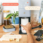 Beautiful Perfect Grind Programmable Single Serve Coffee Maker with Touch Display and Integrated Burr Grinder, Auto Coffee Strength Selection, 64oz Water Reservoir (Cornflower Blue)