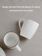 famiware Aurora Coffee Mugs, 14oz Mug Set of 4, Stoneware Mug, Cups for Kitchen, Cappuccino, Latte, Reactive Glaze, Microwave Safe, Scractch-resistant, Pearl White