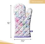 Maison d' Hermine Oven Gloves 100% Cotton Oven Mitt 7" x 13" with Loop Heat Resistant, BBQ, Cooking Gloves, Baking, Grilling, Kitchen, Handling Hot Pans Spring/Summer (Pack of 1, Floral Love)