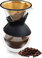 Compatible with Hario V60, Chemex Pour Over Coffee Filter - Wide Metal Base Reusable Stainless Steel Coffee Dripper - Paperless Coffee Filter for Sustainable Brewing