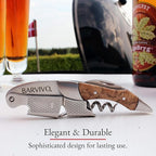 Barvivo Bai Ying Opener with Foil Cutter Knife and Cap Remover, Double Hinged Manual Wine Key for Bartenders, Servers, Waiters, Stainless Steel Wine Bottle Opener Corkscrew