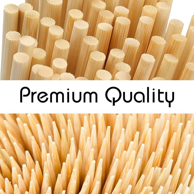 HANSGO 8Inch Natural Bamboo Skewers, with 5PCS Food Prep Gloves, 100PCS Wooden Skewers for Appetizers, Fruit, Kabobs, Grilling Kebabs, Corns, Cocktail Picks for Drinks, Sturdy & Durable
