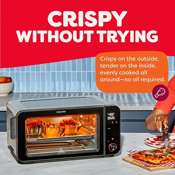 Instant Pot 6-Slice InstantHeat 10-in-1 Air Fryer Toaster Oven, Air Fry, Roast, Bake, Sear Crisp, Toast, Bagel, Broil, Dehydrate, Reheat, and Make Pizza