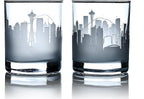 Greenline Goods Skyline Etched Seattle Whiskey Glasses Gift (Set of 2) | Old Fashioned Tumbler – For Seattle Lovers