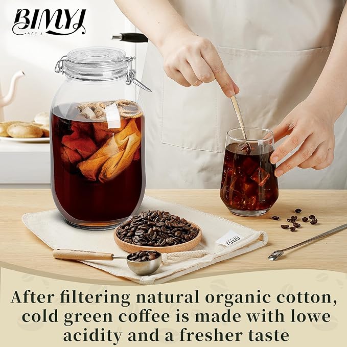 Reusable Cold Brew Bags & Cold Brew Coffee Bags Reusable - for Toddy Systems |11.8 inch Large 100% Natural Organic Cotton Cold Brew Filter Bags 2-Pack + 2 Bonus 304 Silver Spoons