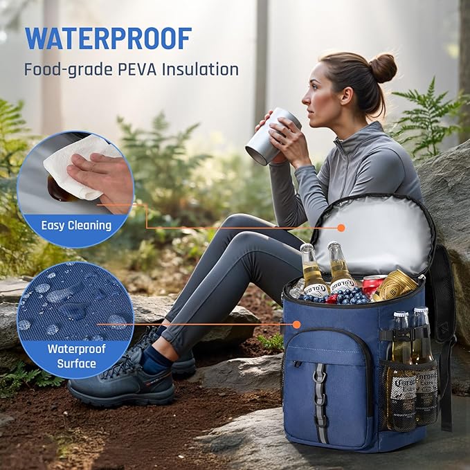 Cooler Backpack, Lightweight and Large Capacity Soft Backpack Cooler, Leak Proof Cooler Bag for Men Women