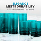 Zulay Kitchen Acrylic Glasses Drinkware - 8 Piece Unbreakable Plastic Tumblers - BPA-Free, Reusable Plastic Drinking Glasses for Home & Outdoors - Lead-Free & Dishwasher Safe - Turquoise - (12&16oz)