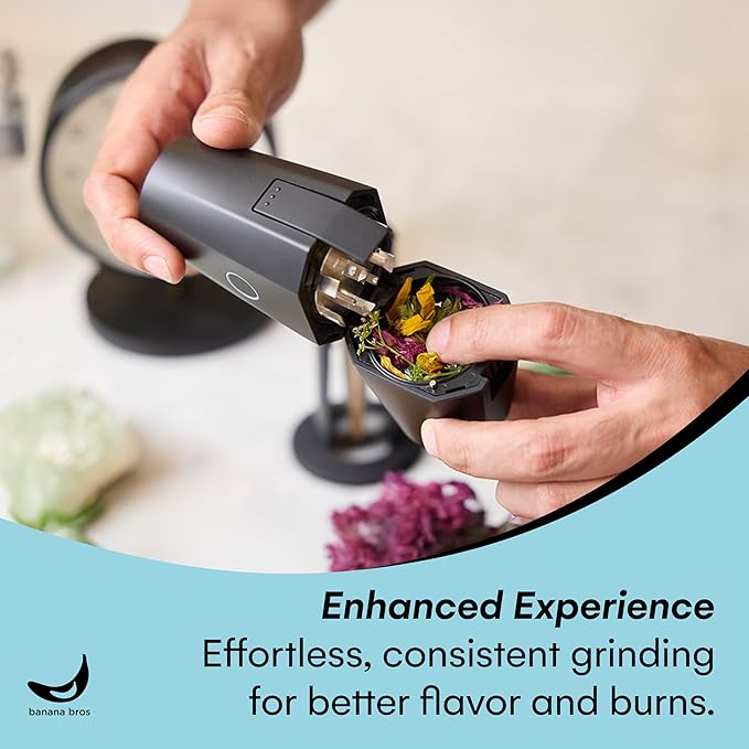 Banana Bros - OTTO Electric Smart Spice Grinder - Automatic Herb Grinder with Smart Technology - Rechargeable via USB - Portable Milling for Dry Herbs and Spices - Black - No Carrying Case