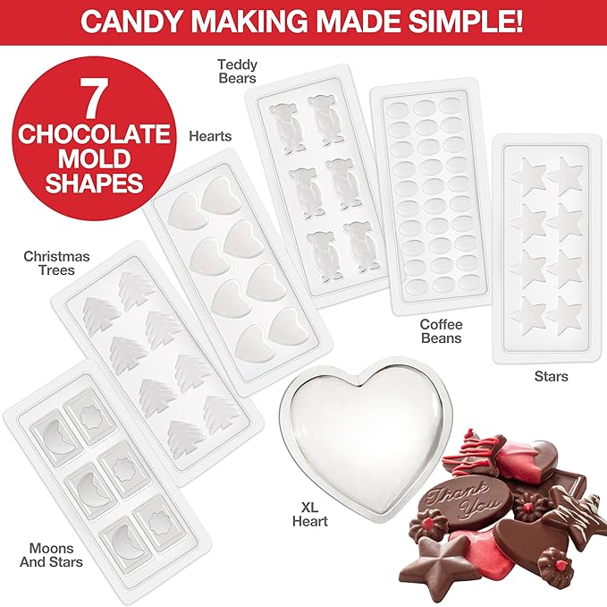 Electric Chocolate Melting Pot Set- XMAS Candy Bar Making or Fondue Fountain Kit w/ 30 Bonus Accessories-Dip, Drizzle & Decorate Strawberries, Marshmallows, Snacks- Holiday Party Appetizers Desserts