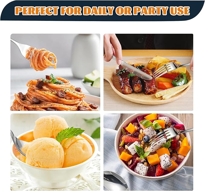 Silverware Set for 8, Heavy Duty Stainless Steel Cutlery Set Flatware Set,40 Piece Premium Silverware, Mirror Polished Modern Cutlery include Fork Knife Spoon Set,Dishwasher Safe