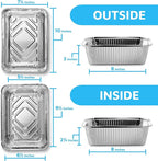 MontoPack Disposable Takeout Pans with Clear Lids | 5lb Capacity Aluminum Foil Food Containers with Seal for Freshness | Eco-Friendly & Recyclable | 25-Pack 6.5x9.5” Drip Pans
