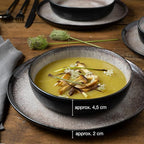 VIDA 12-Piece Porcelain Dinnerware Plate Set for 4 | Includes 4 Dinner Plates, 4 Dessert Plates, 4 Bowls | Modern Beige Ceramic Tableware, Stoneware Look, Microwave & Dishwasher Safe Dishes