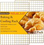 2-Pack Cooling Racks for Cooking and Baking - 10" x 15"Heavy Duty Stainless Steel Wire Rack for Baking, Grilling, Roasting - Oven & Dishwasher Safe - Fits Jelly Roll Sheet Pan（Gold）