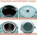 30.4oz Small Cast Iron Teapot Tea Kettle with Stainless Steel Infuser for Stovetop Safe Coated with Enameled Interior Japanese Tetsubin with Maple Leaves Pattern(30.4oz/900ml)